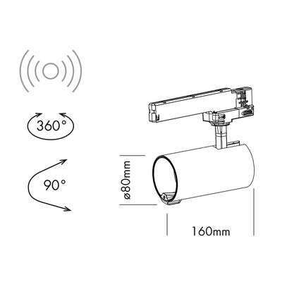 SMART TRACKLIGHT DUAL SENSOR - 30W, 230VAC, 36°, weiss, Auto CCT