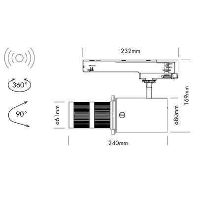 SMART TRACKLIGHT FRAMER - 30W, 230VAC, 25°-40°, schwarz, Auto CCT