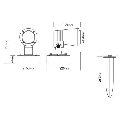 SPOT LIGHT IP65 ARC COB MEDIUM, 230 VAC, WW