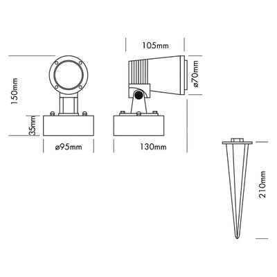 SPOT LIGHT IP65 ARC COB SMALL, WW