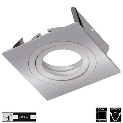 DOWNLIGHT TECHNO RING, eckig, silber verstellbar, Blattfedern