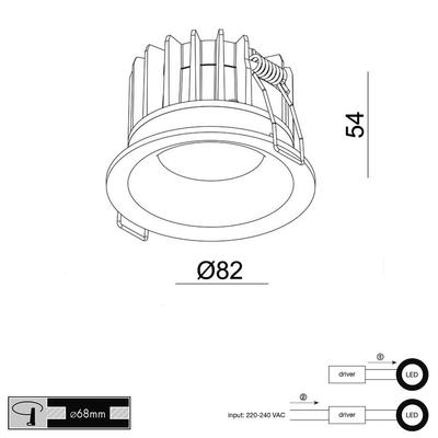 DOWNLIGHT ZENITH, COB, IP44, rund, 230VAC, weiss, 3000K