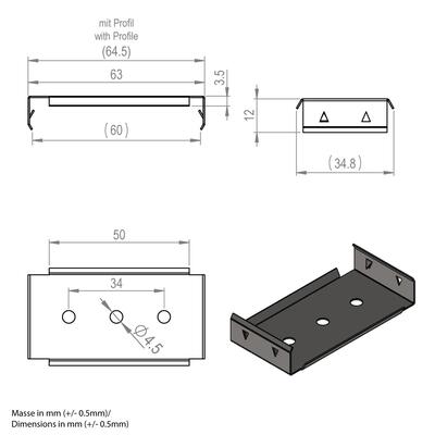 ALU PROFILE BEFESTIGUNGS-CLIP L-LINE SERIE silber