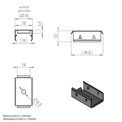 ALU PROFILE BEFESTIGUNGS-CLIP S-LINE SERIE weiss