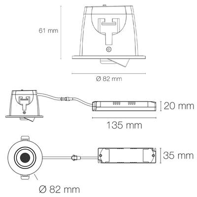 EUROPOLE LED'UP UNIVERSAL PRO DALI - TW 2700 - 6500K - 60° - MIT RING
