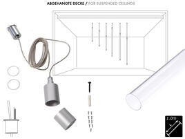 ABHÄNGESET V KIT 1000, T, für FLEX STRIP OPAL SHAPE, silber