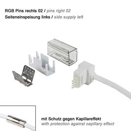 ANSCHLUSSKABEL Seiteneinspeisung links, Pins rechts 02 IP67 auf offenes Kabelende FLAT RGB