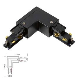 L-VERBINDER für 3-PHASEN DALI STROMSCHIENEN, SCHUTZLEITER INNEN, schwarz