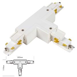 T-VERBINDER für 3-PHASEN DALI STROMSCHIENEN, SCHUTZLEITER INNEN, links, weiss