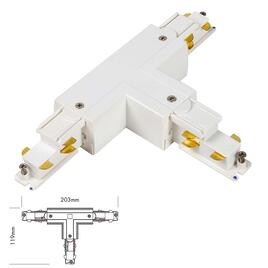 T-VERBINDER für 3-PHASEN DALI STROMSCHIENEN, SCHUTZLEITER INNEN, rechts, weiss