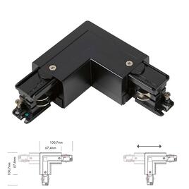 L-VERBINDER für 3-PHASEN STROMSCHIENEN, SCHUTZLEITER EINSTELLBAR, schwarz