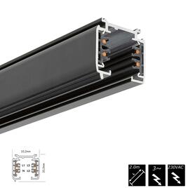 STROMSCHIENE 3-PHASEN 230V, AUFBAU, schwarz, 2m