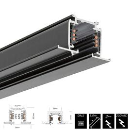 STROMSCHIENE 3-PHASEN DALI 230V, EINBAU, schwarz, 1m