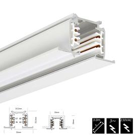 STROMSCHIENE 3-PHASEN 230V, EINBAU, weiss, 3m