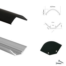 SET C-LINE CORNER ALU - COVER OVAL SCHWARZ - CAP SCHWARZ - 2m