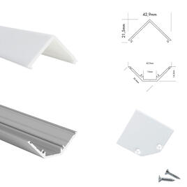 SET C-LINE CORNER ALU - COVER TRIANGLE FROST - CAP WEISS - 2m