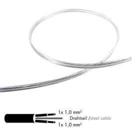 KABEL TRANSPARENT 2x 1,00mm² mit Stahlseil pro m